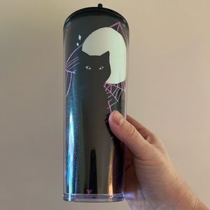 Starbucks Tumbler Halloween 2021 Glow in the Dark Black Cat Purple Spider Web